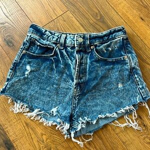 Wild Fable Distressed Highest Rise Denim Shorts Size 00, button fly